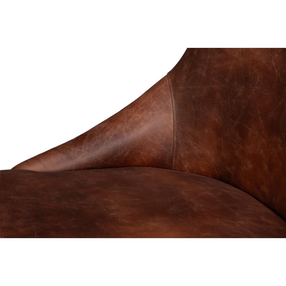 Industrial Leather Lounge Chair For Sale 5