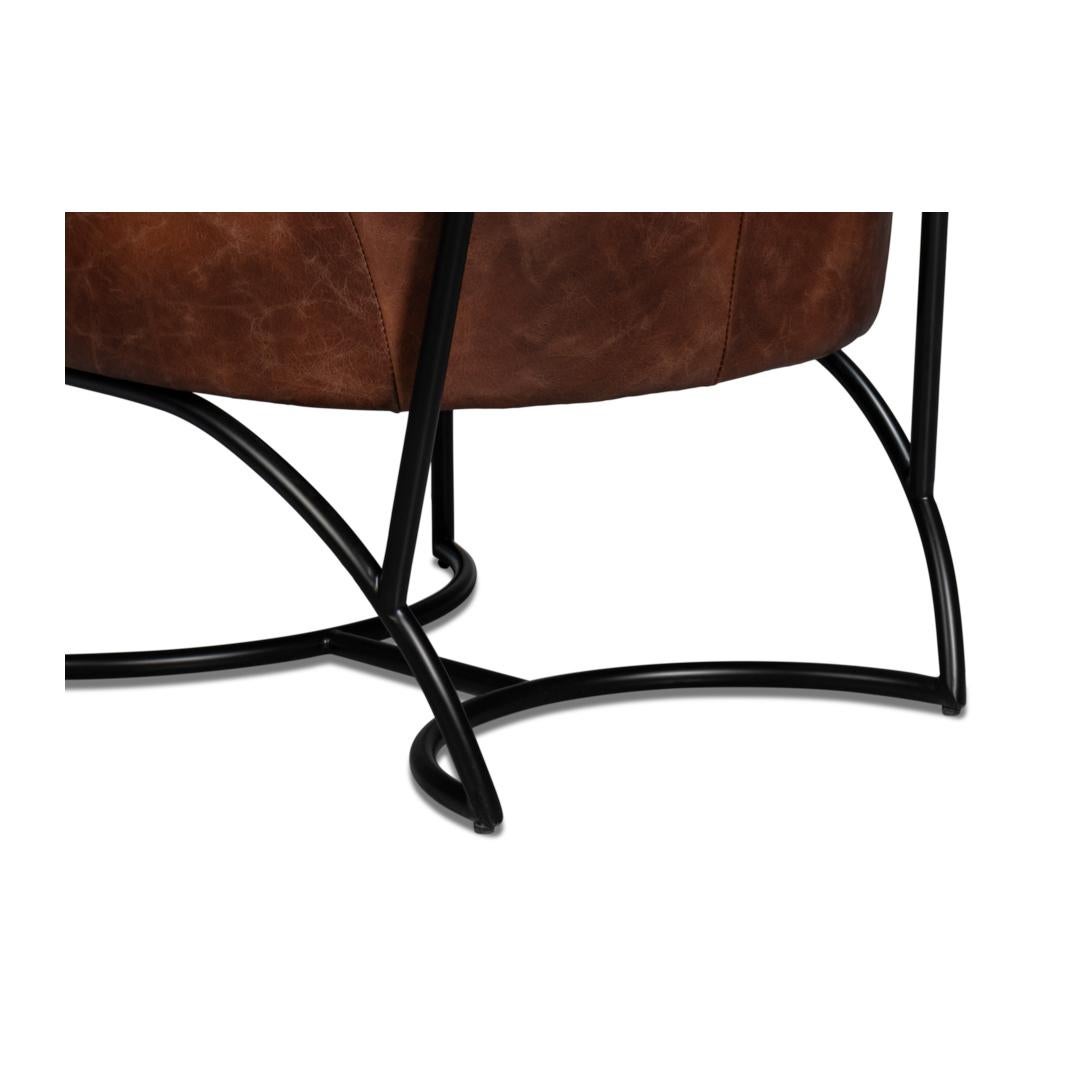 Industrial Leather Lounge Chair For Sale 6