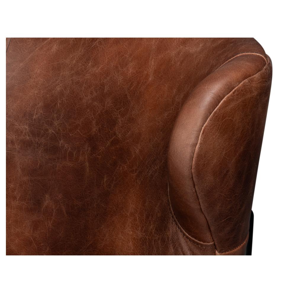 Industrial Leather Lounge Chair For Sale 7