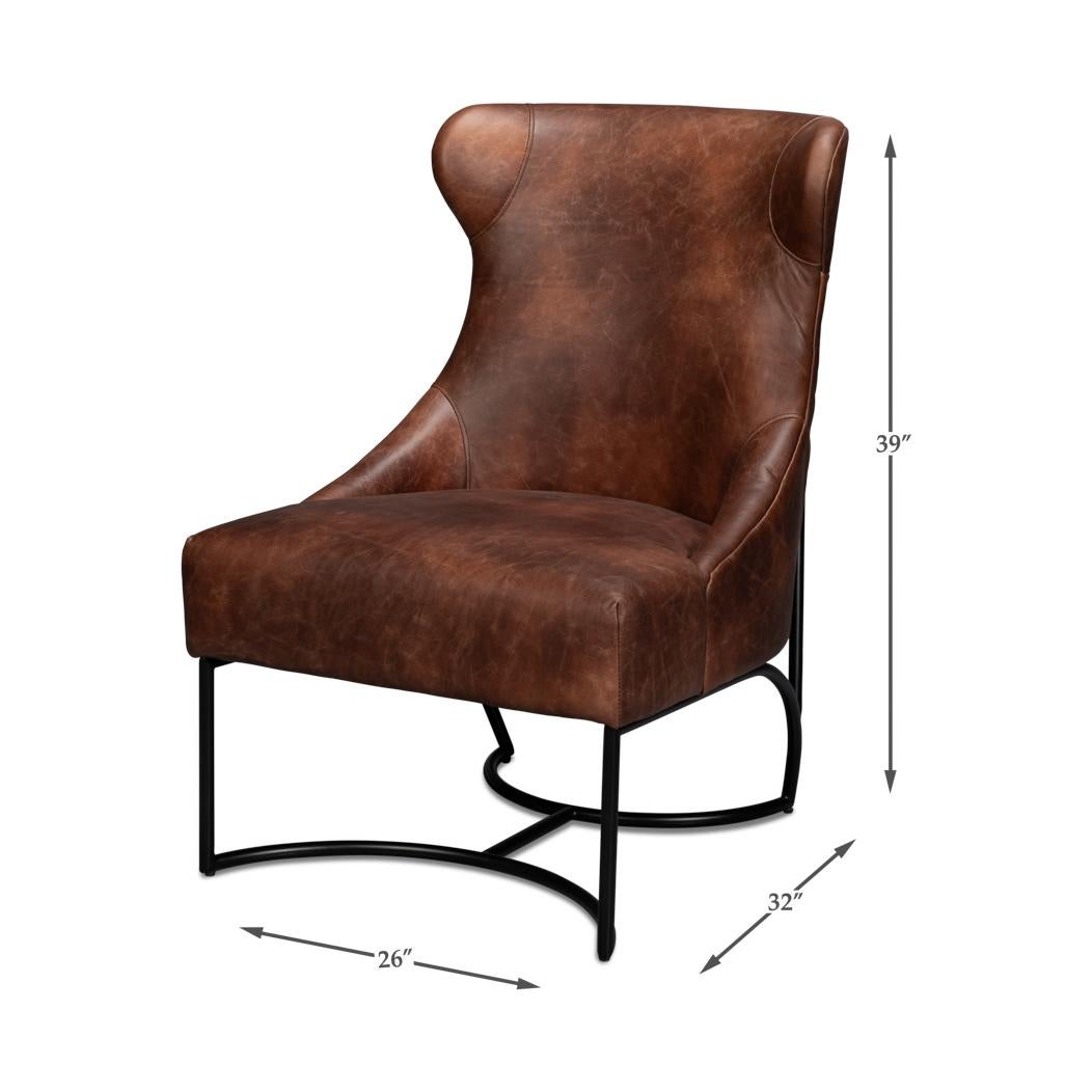 Industrial Leather Lounge Chair For Sale 8