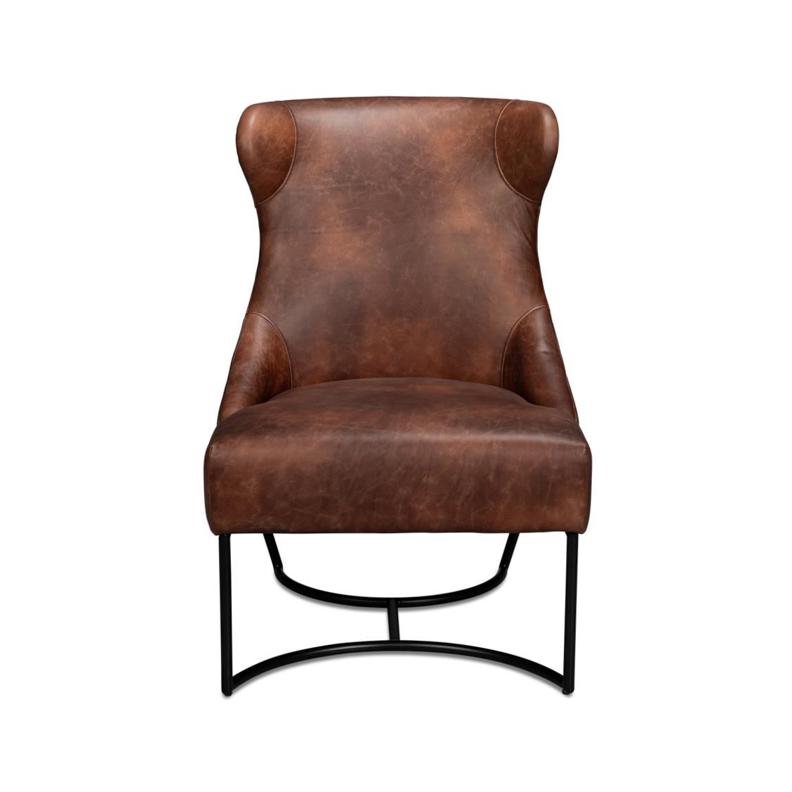 Asian Industrial Leather Lounge Chair For Sale