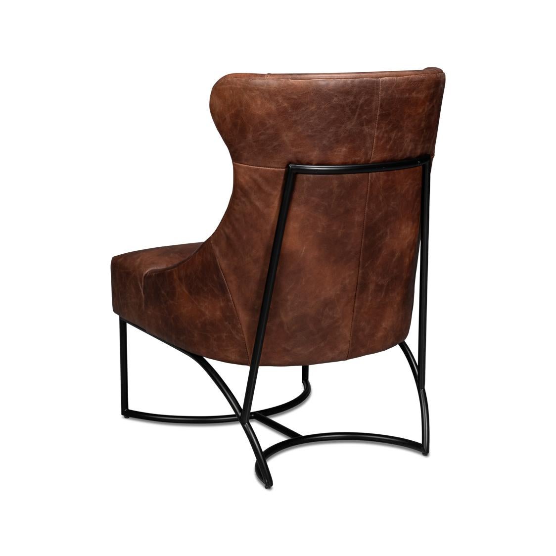 Industrial Leather Lounge Chair For Sale 1