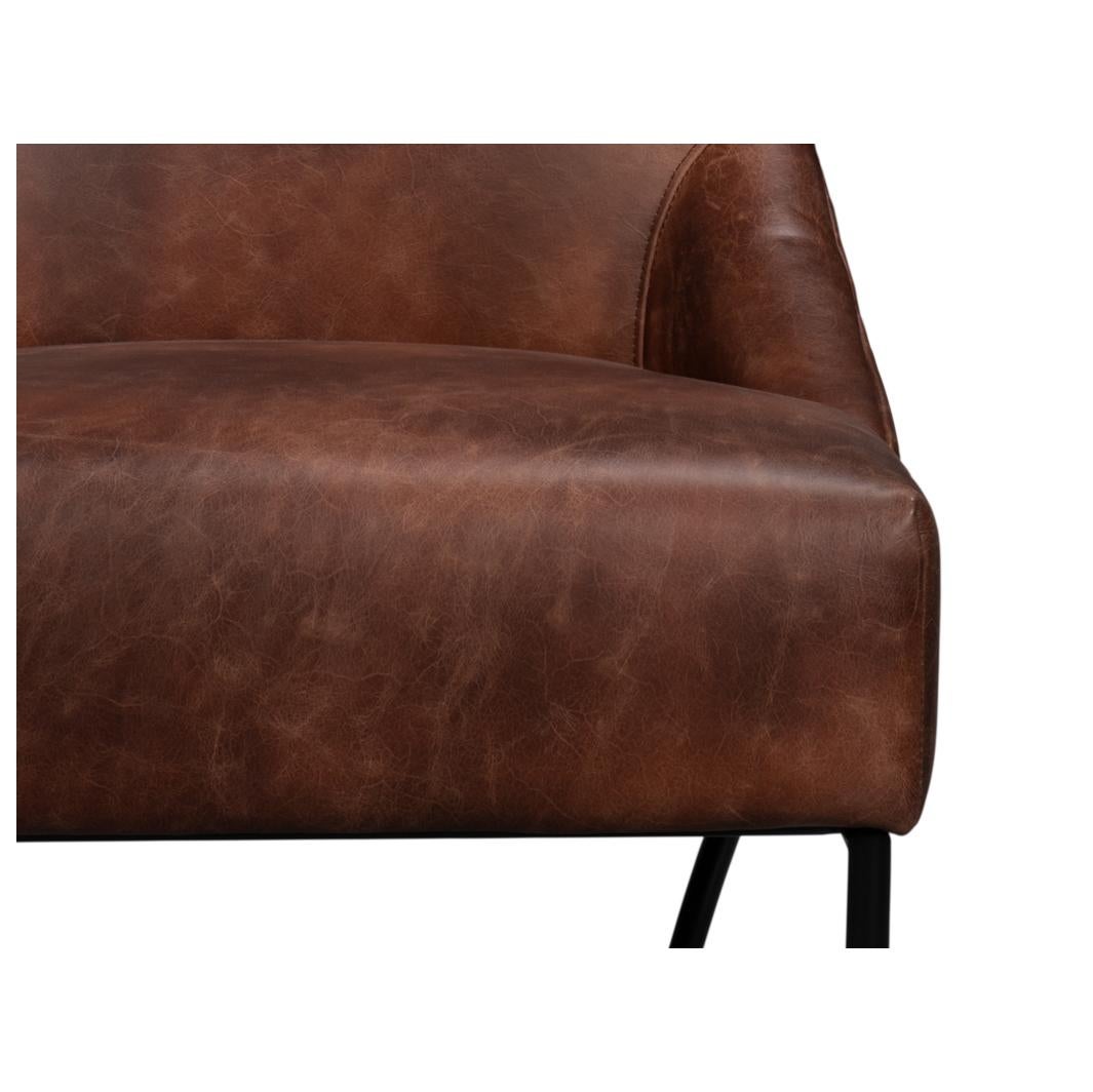 Industrial Leather Lounge Chair For Sale 2