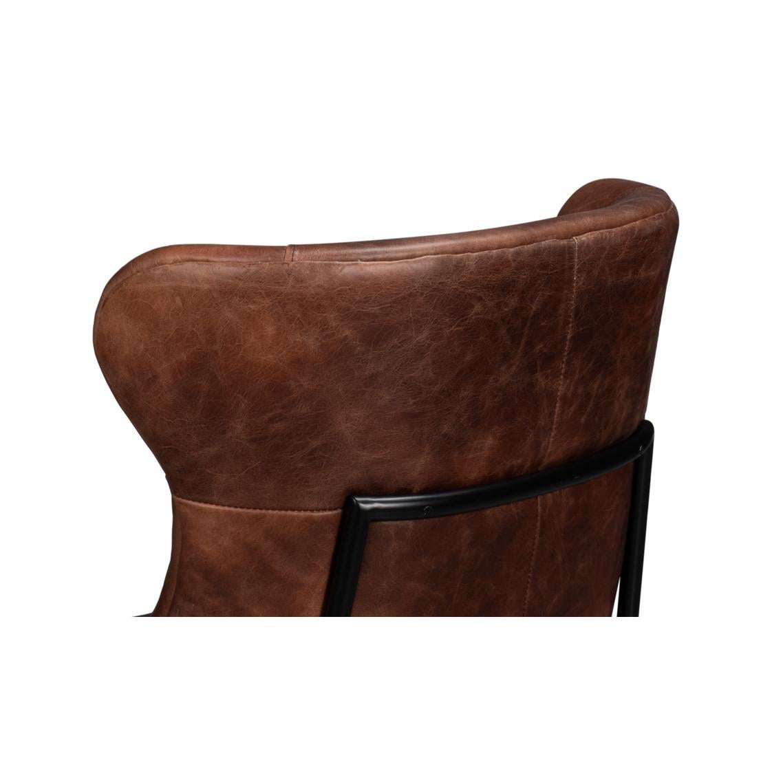 Industrial Leather Lounge Chair For Sale 3