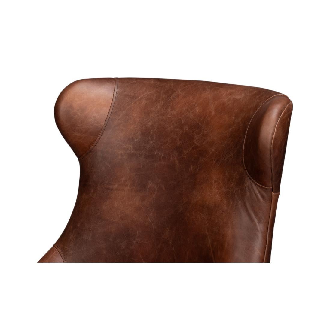 Industrial Leather Lounge Chair For Sale 4