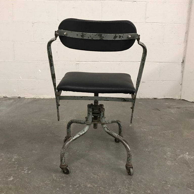 20th Century Industrial Leather Swivel Desk Chair by Fritz Cross For Sale