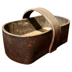 Antique Industrial Leather Tool Basket France 1920's