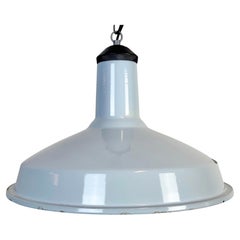 Industrial Light Blue Enamel Factory Pendant Lamp, 1960s
