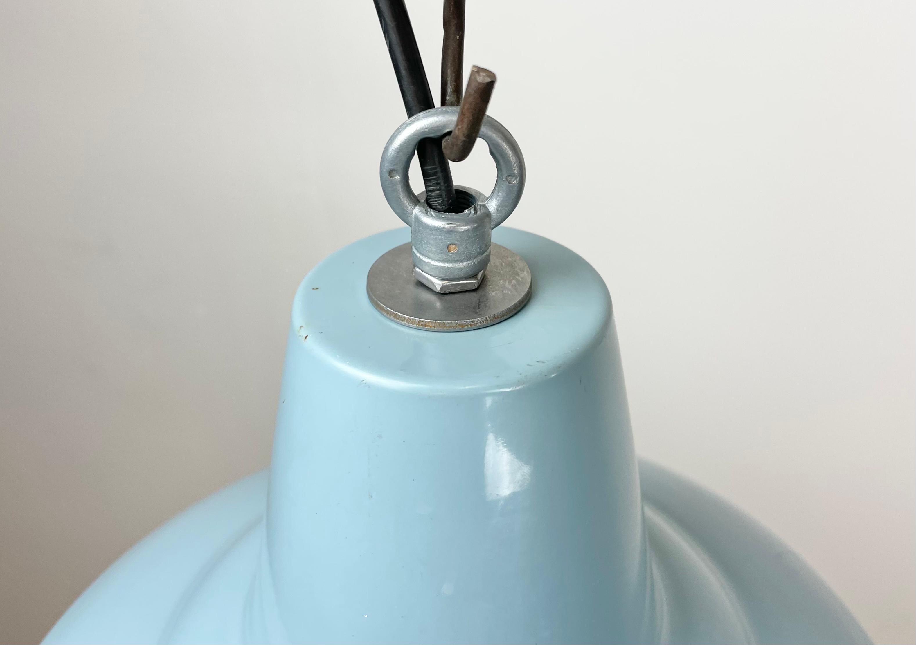 Late 20th Century Industrial Light Blue Factory Pendant Lamp, 1970s For Sale