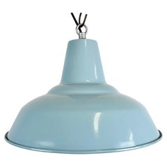 Industrial Light Blue Factory Pendant Lamp, 1970s
