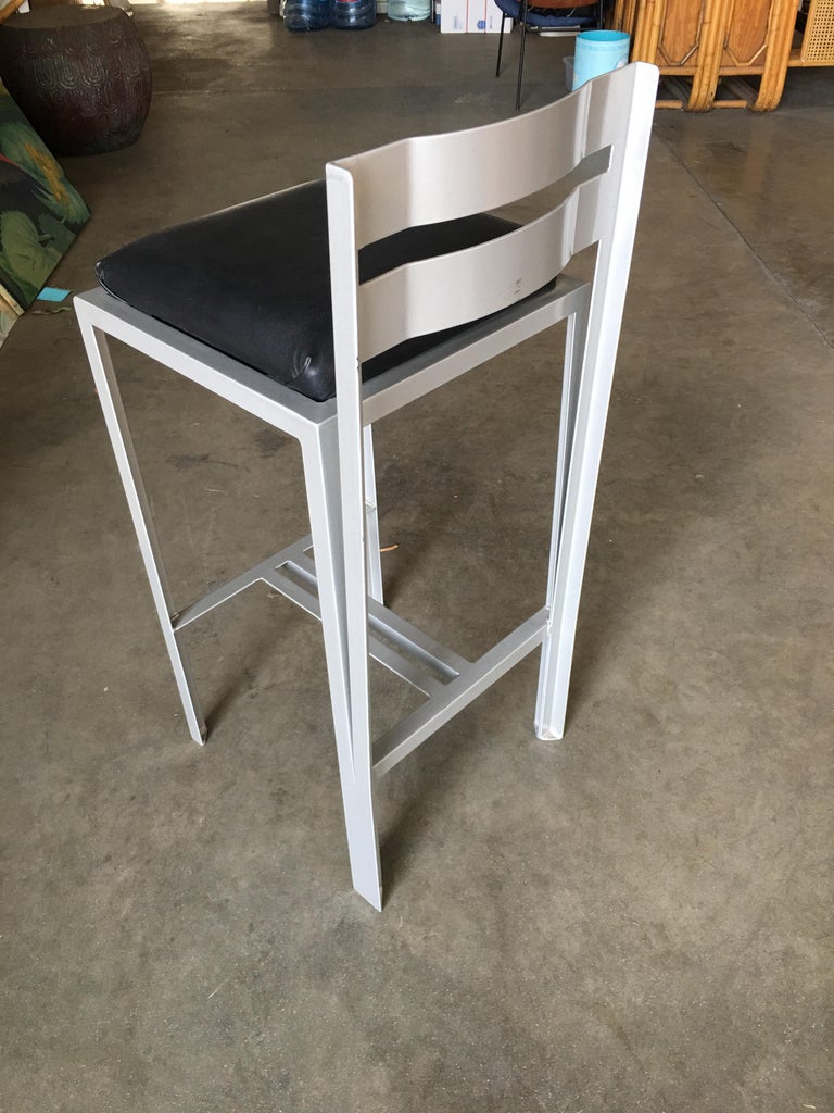 Industrial Loft Modernist Powder Coated Steel Bar Stools, Set of 3 at