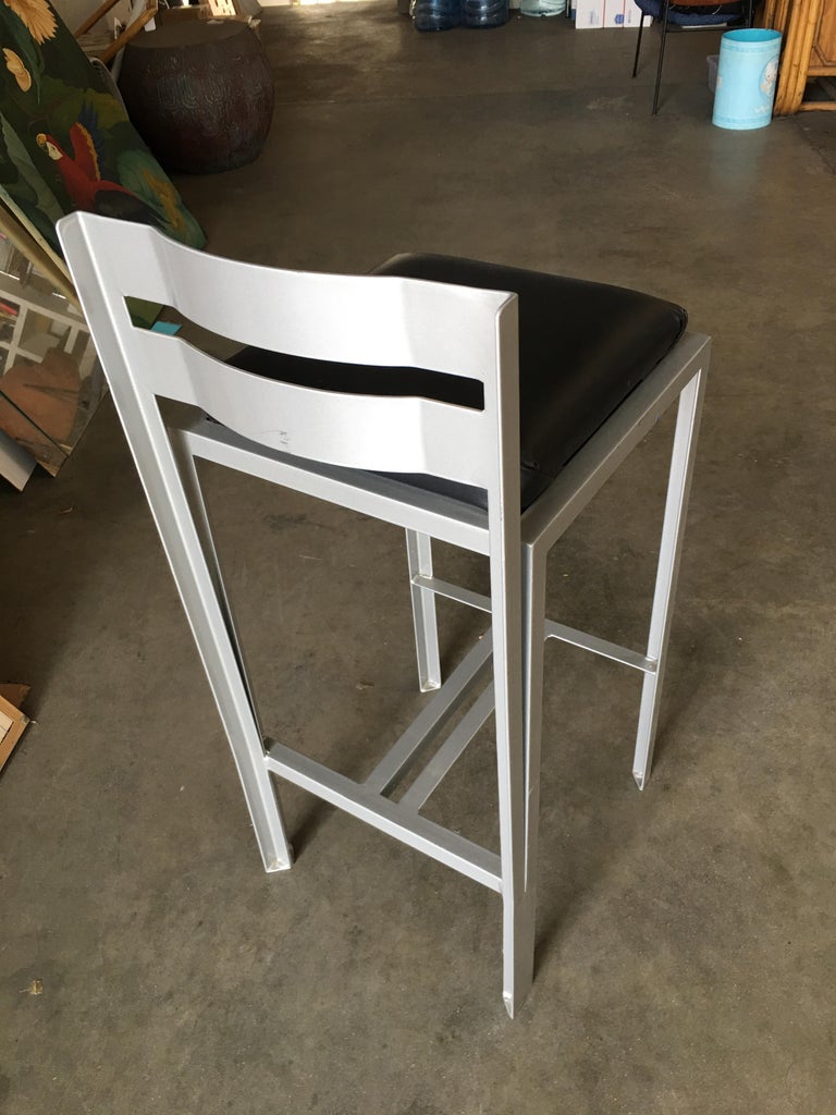 Industrial Loft Modernist Powder Coated Steel Bar Stools, Set of 3 at