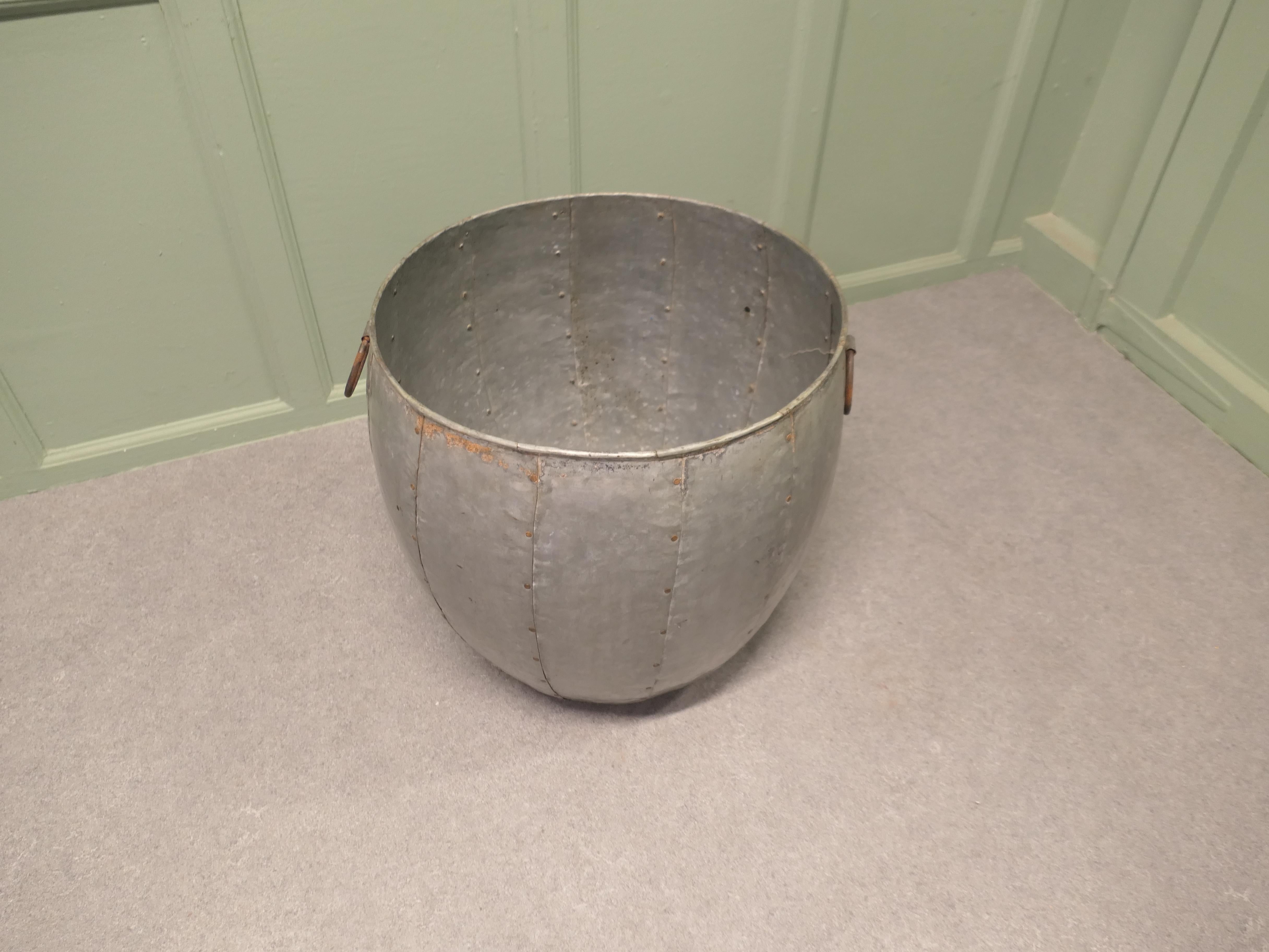 Industrial Look Cauldron Log Basket or Planter In Good Condition For Sale In Godshill, Isle of Wight