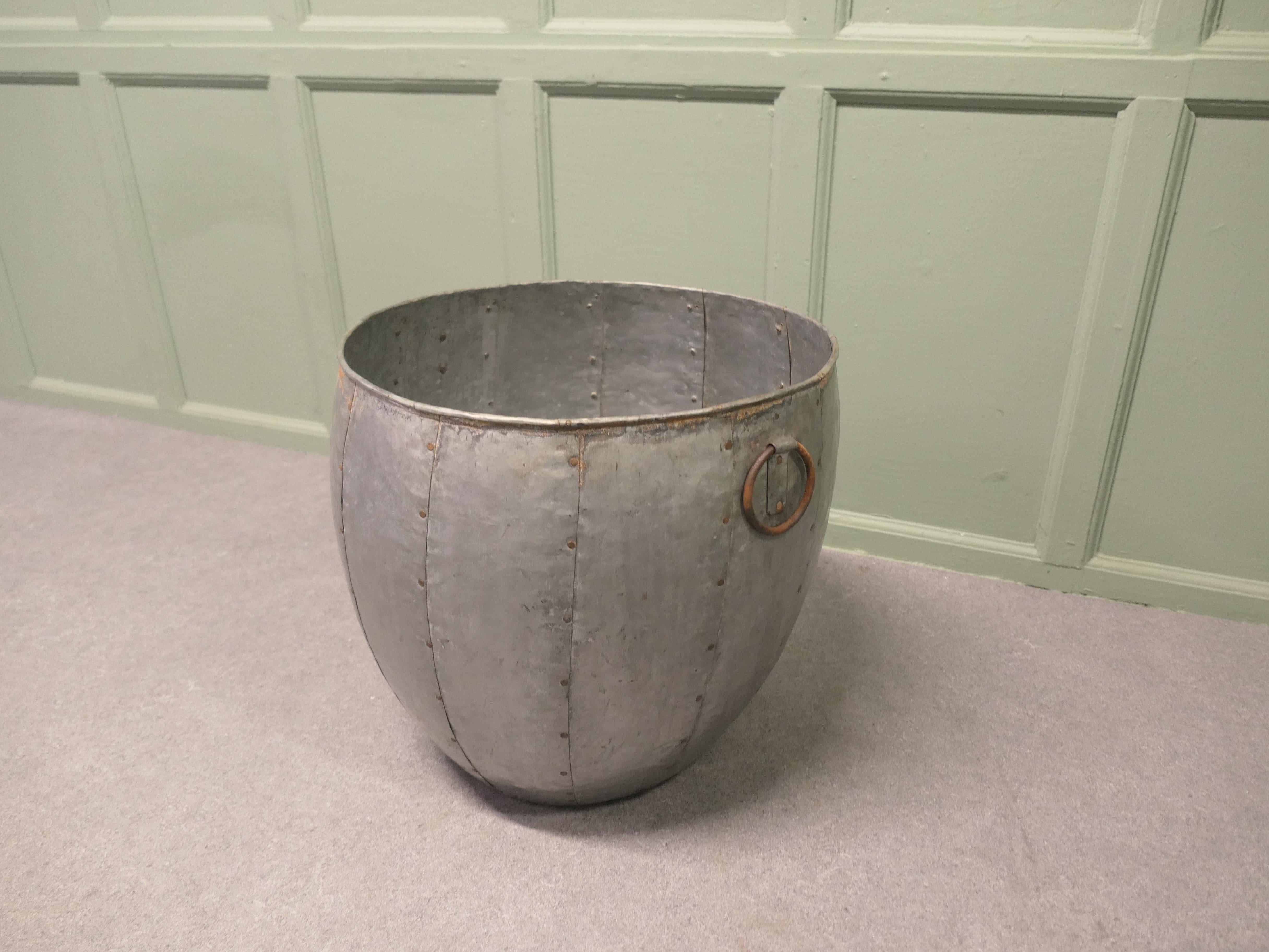 Industrial Look Cauldron Log Basket or Planter For Sale 1