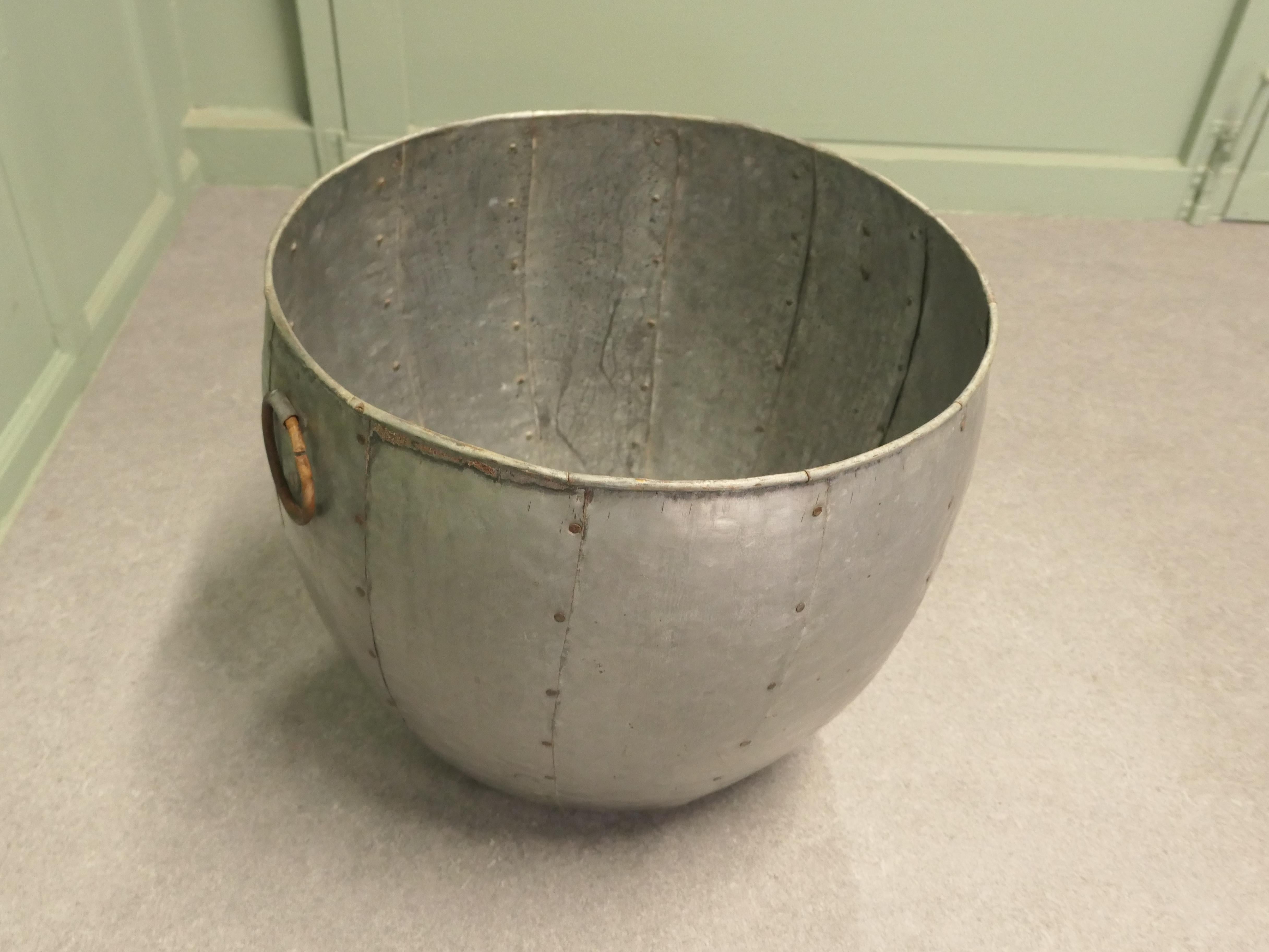 Industrial Look Cauldron Log Basket or Planter For Sale 2