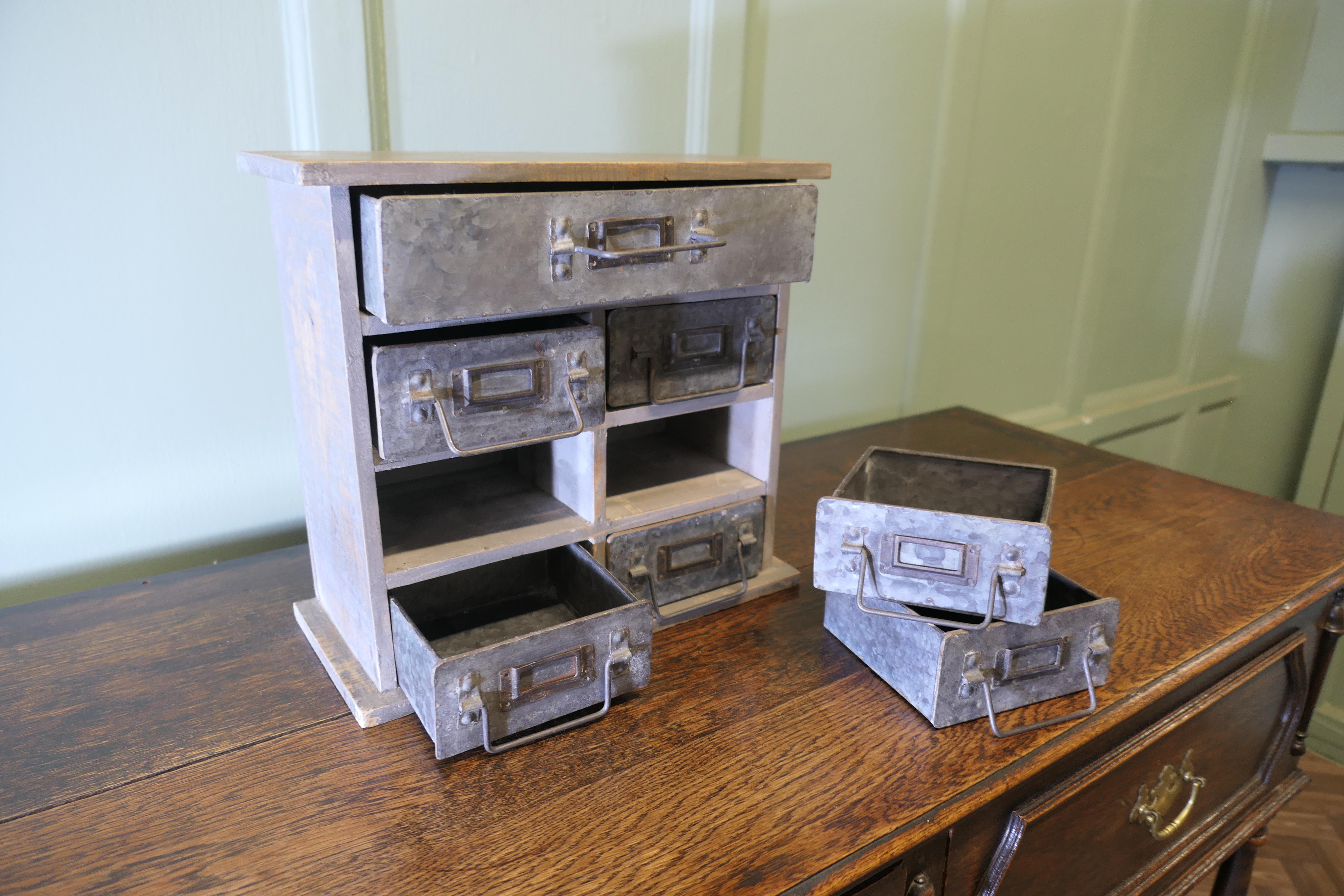 Late 20th Century Industrial Look Metal Filing Drawers, Collector Cabinet For Sale
