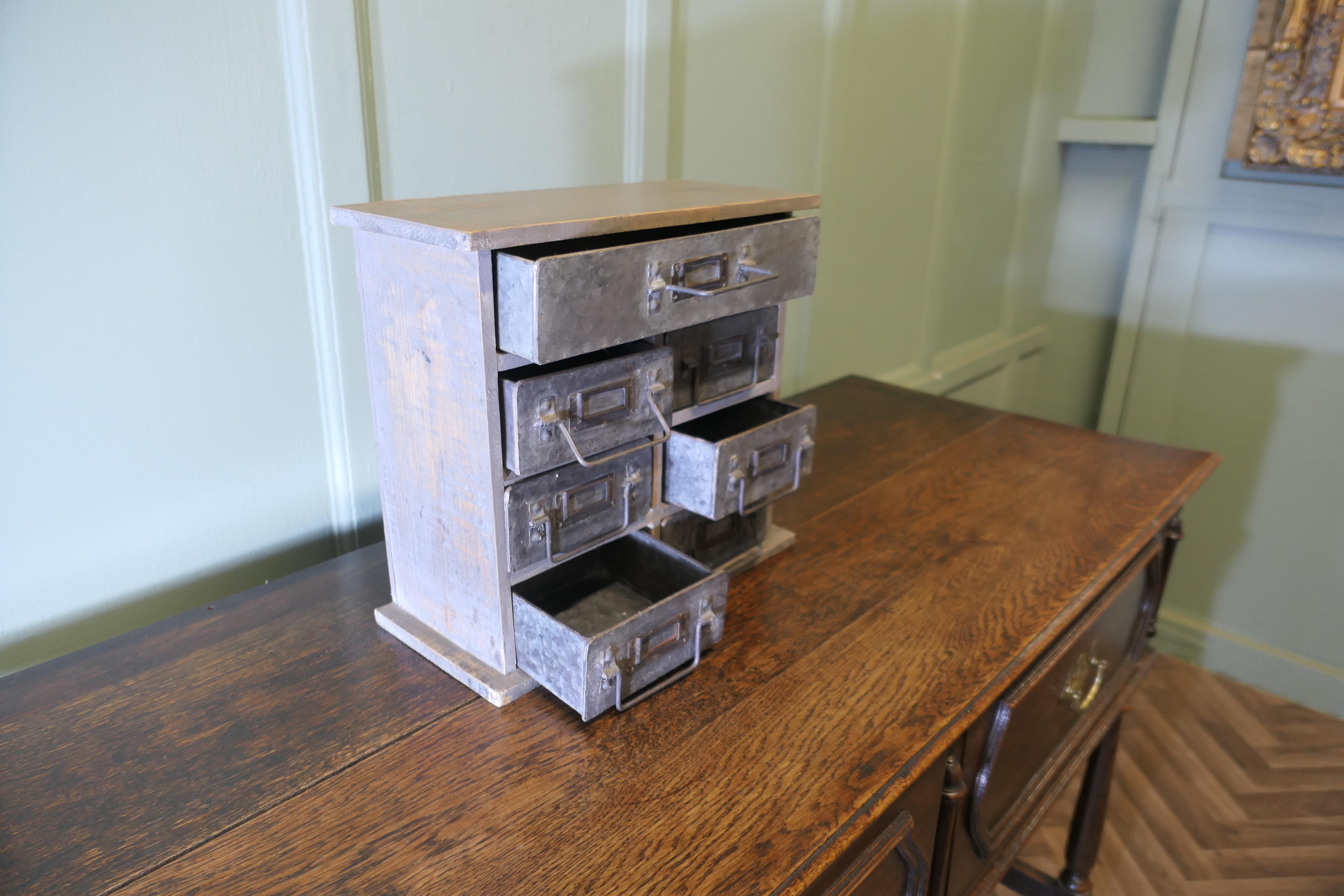 Zinc Industrial Look Metal Filing Drawers, Collector Cabinet For Sale