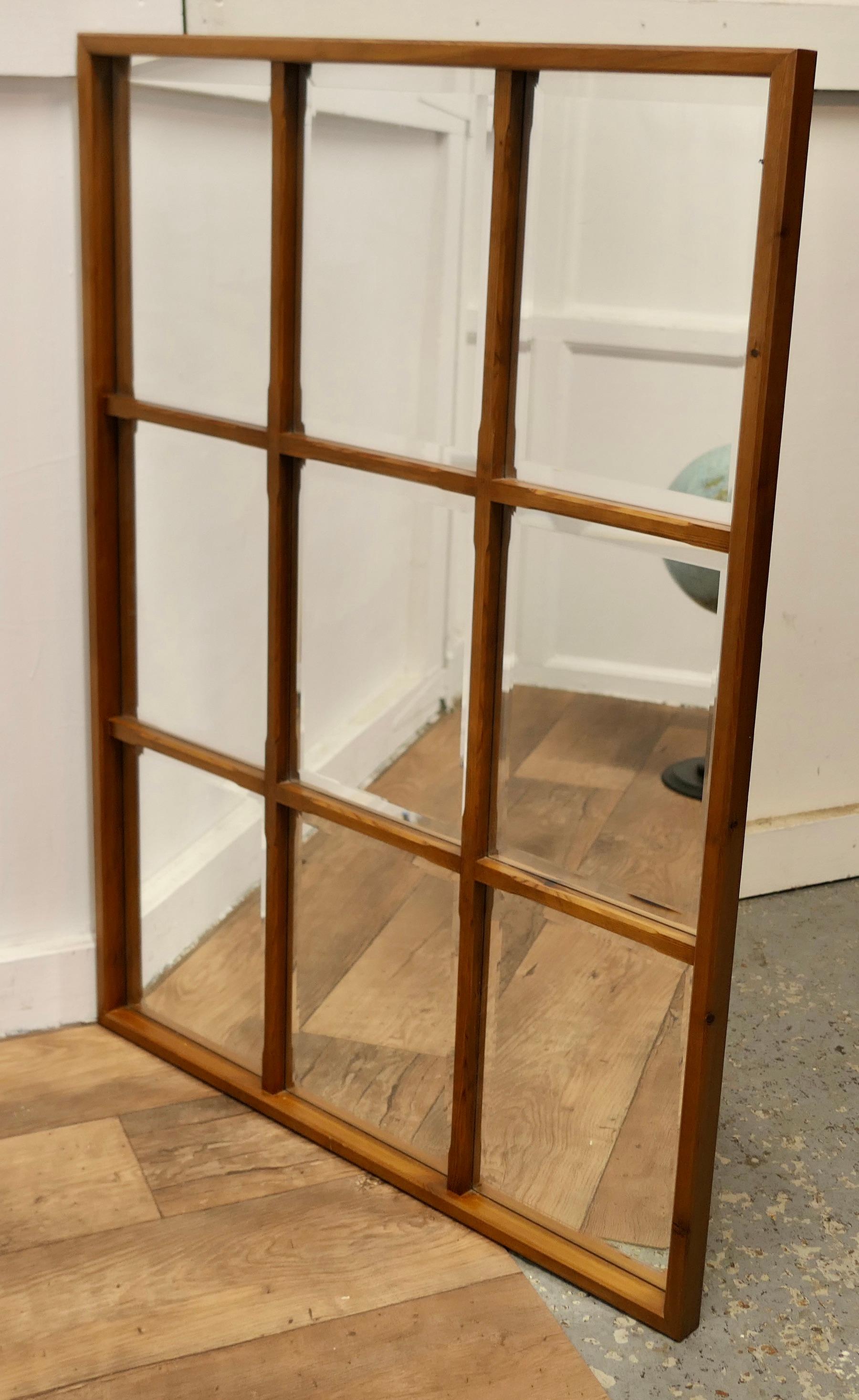 20th Century Industrial Look Square Window Mirror     For Sale