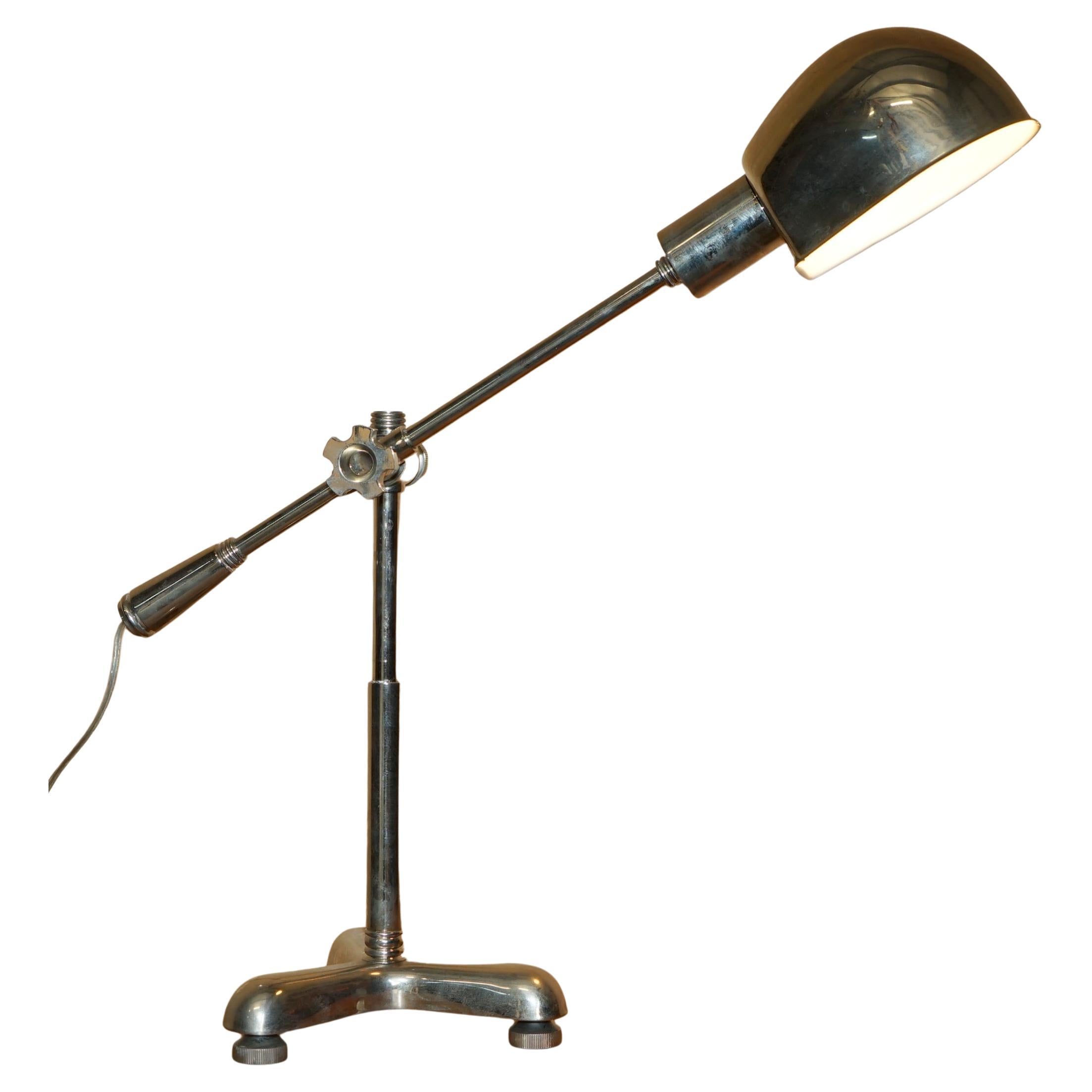 INDUSTRIAL LOOKING RALPH LAUREN ViNTAGE CHROME ARTICULATED ADJUSTABLE TABLE LAMP For Sale