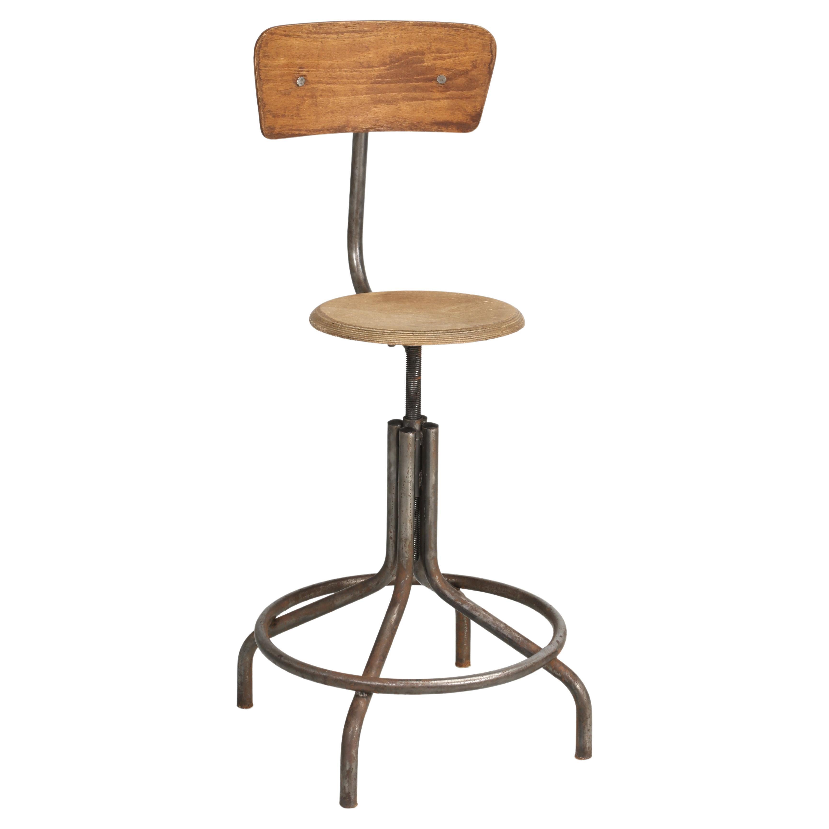 Industrial Machine-Age Adjustable Shop or Office Stool Unusually Comfortable For Sale