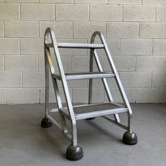 Industrial Machine-Age Aluminum A-Frame Ladder