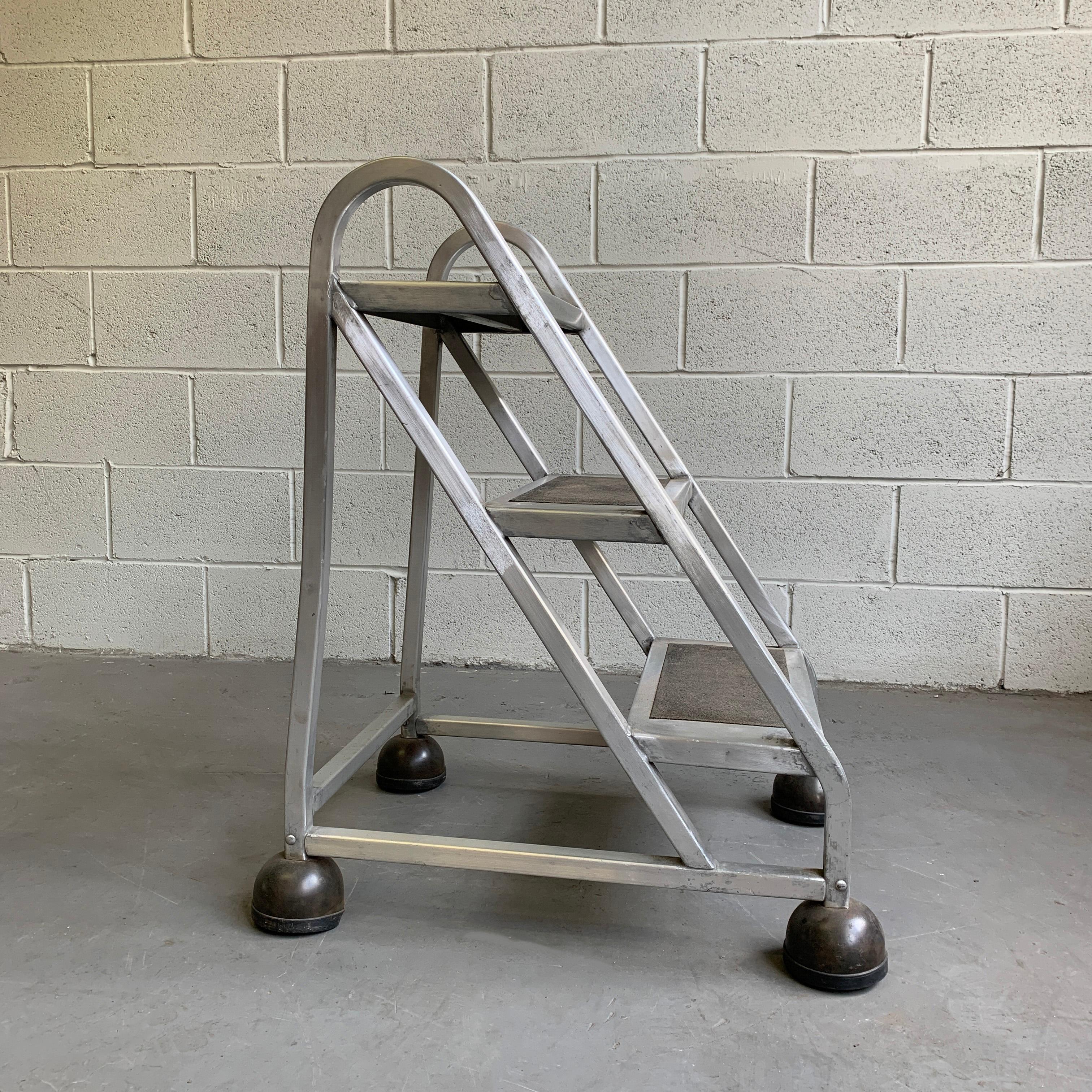 American Industrial Machine-Age Aluminum A-Frame Ladder