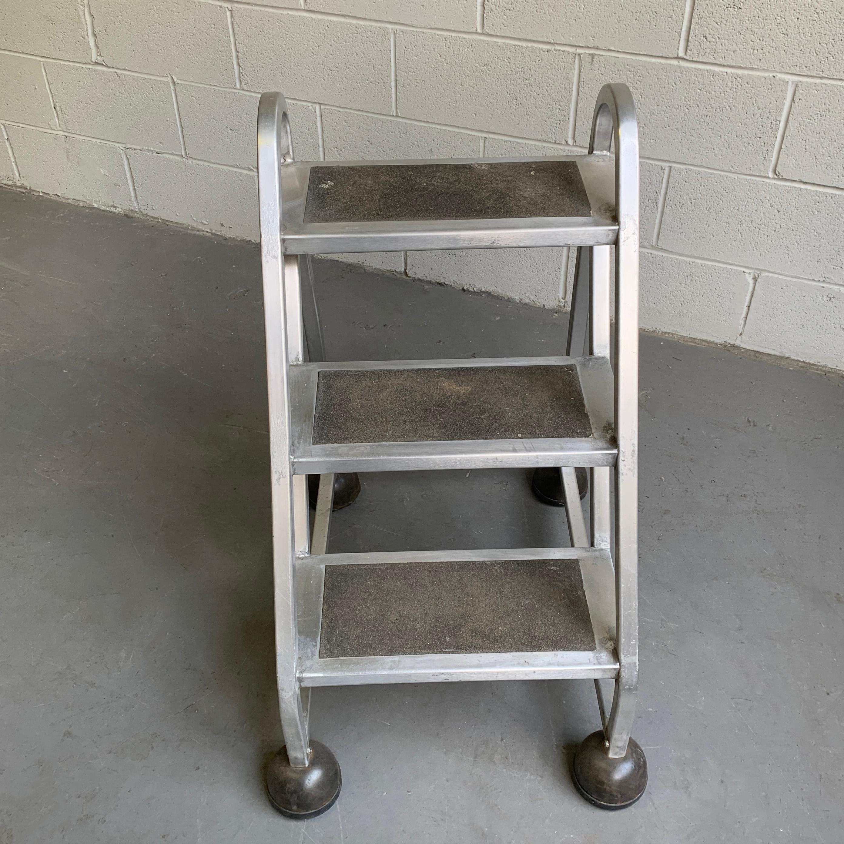 20th Century Industrial Machine-Age Aluminum A-Frame Ladder