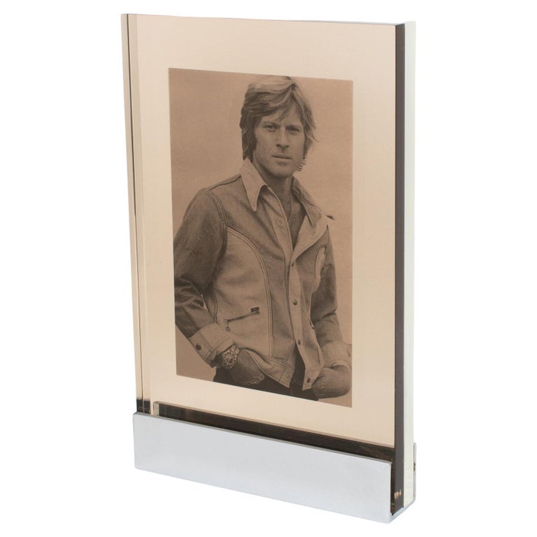 Industrial Machine Age Chrome and Lucite Picture Frame, France 1960s ...