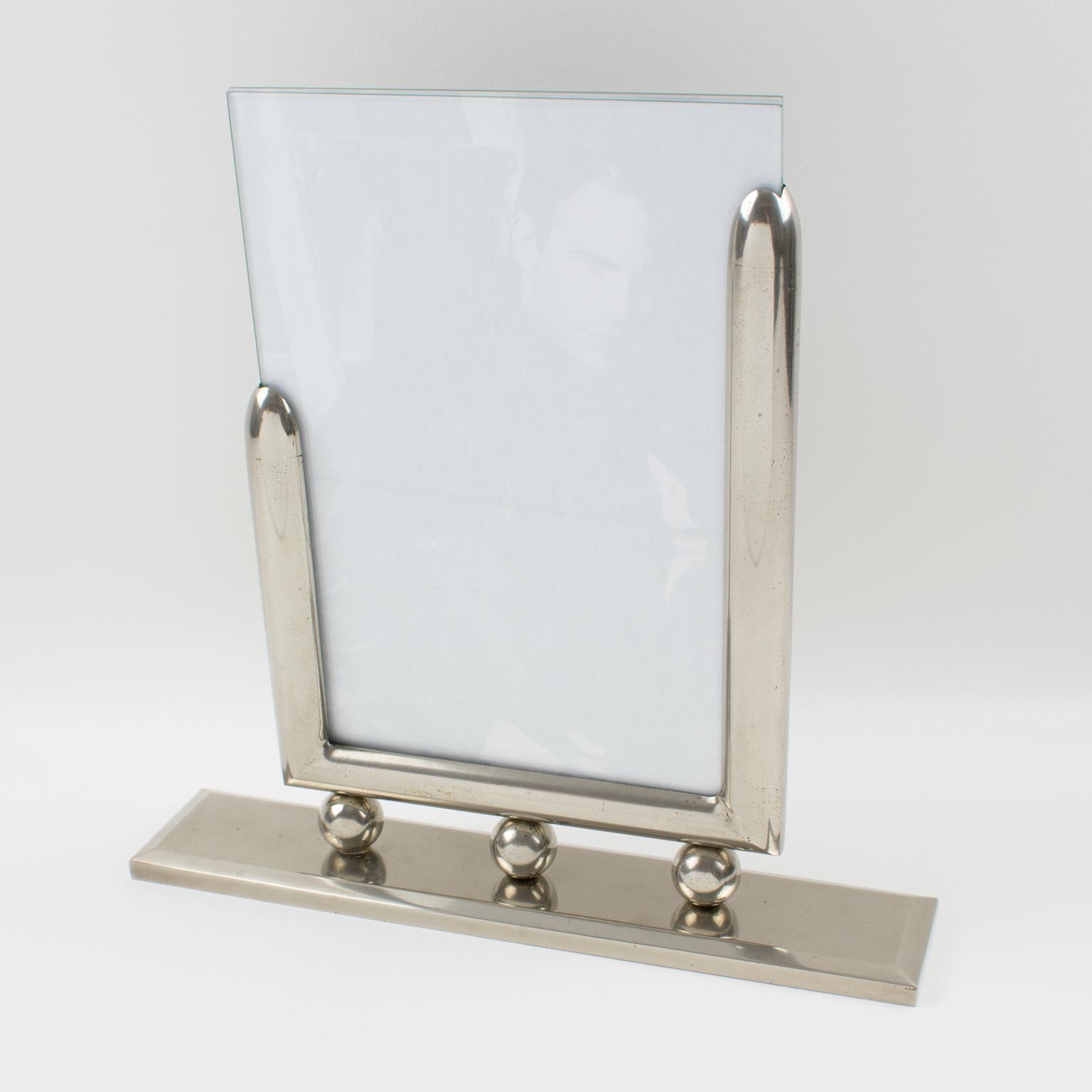 French Industrial Machine Age Chrome Picture Frame, France 1940s