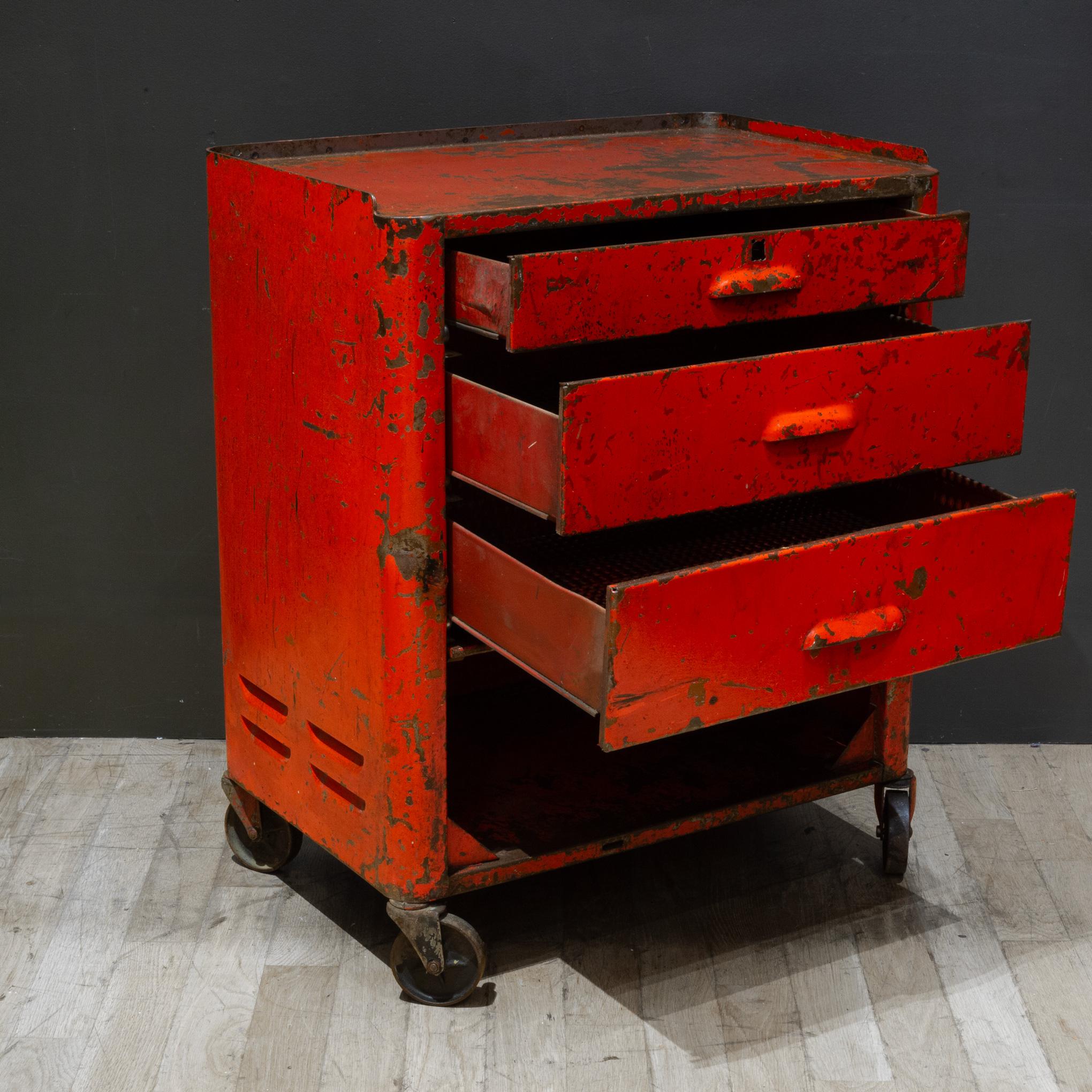 Steel Industrial Machinist Rolling Tool Cart c.1940