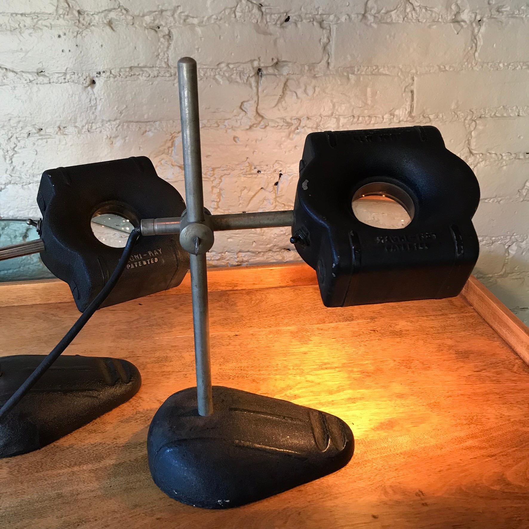 Industrial Magni-Ray Magnifying Jeweler's Table Lamps In Good Condition For Sale In Brooklyn, NY