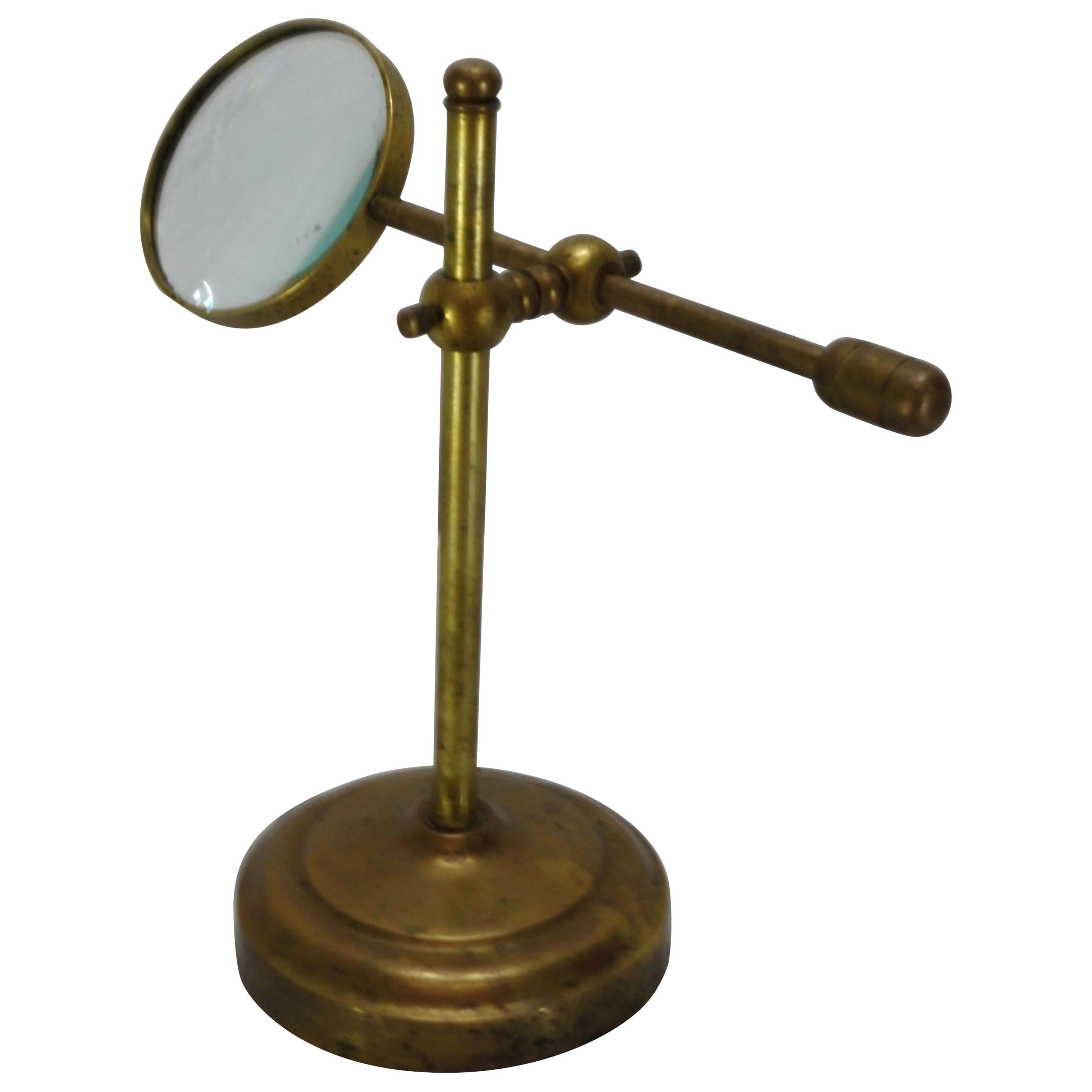 Industrial Magnifier on Stand Solid Brass For Sale