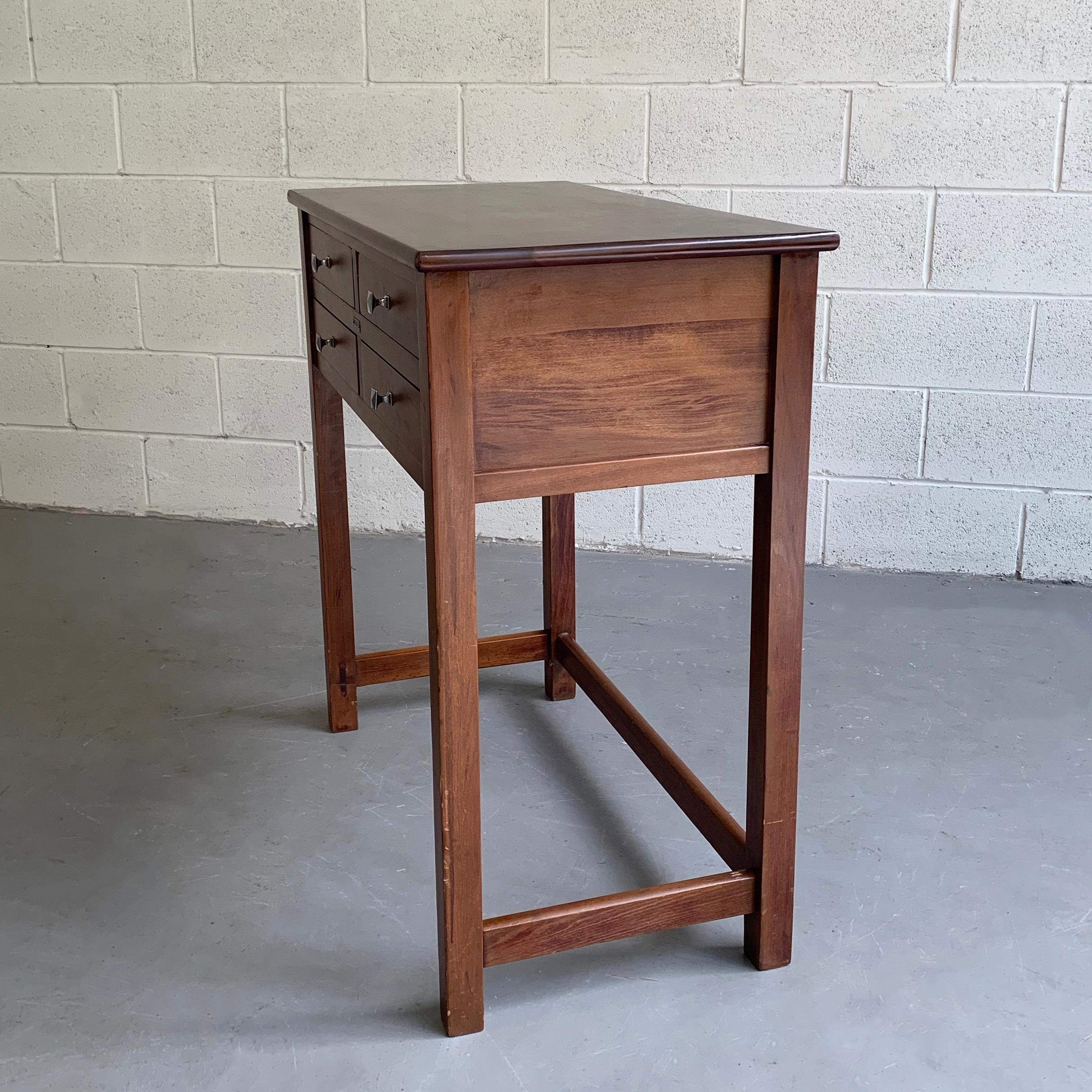 Industrial Mahogany Examination Console Table by Bausch & Lomb In Good Condition In Brooklyn, NY