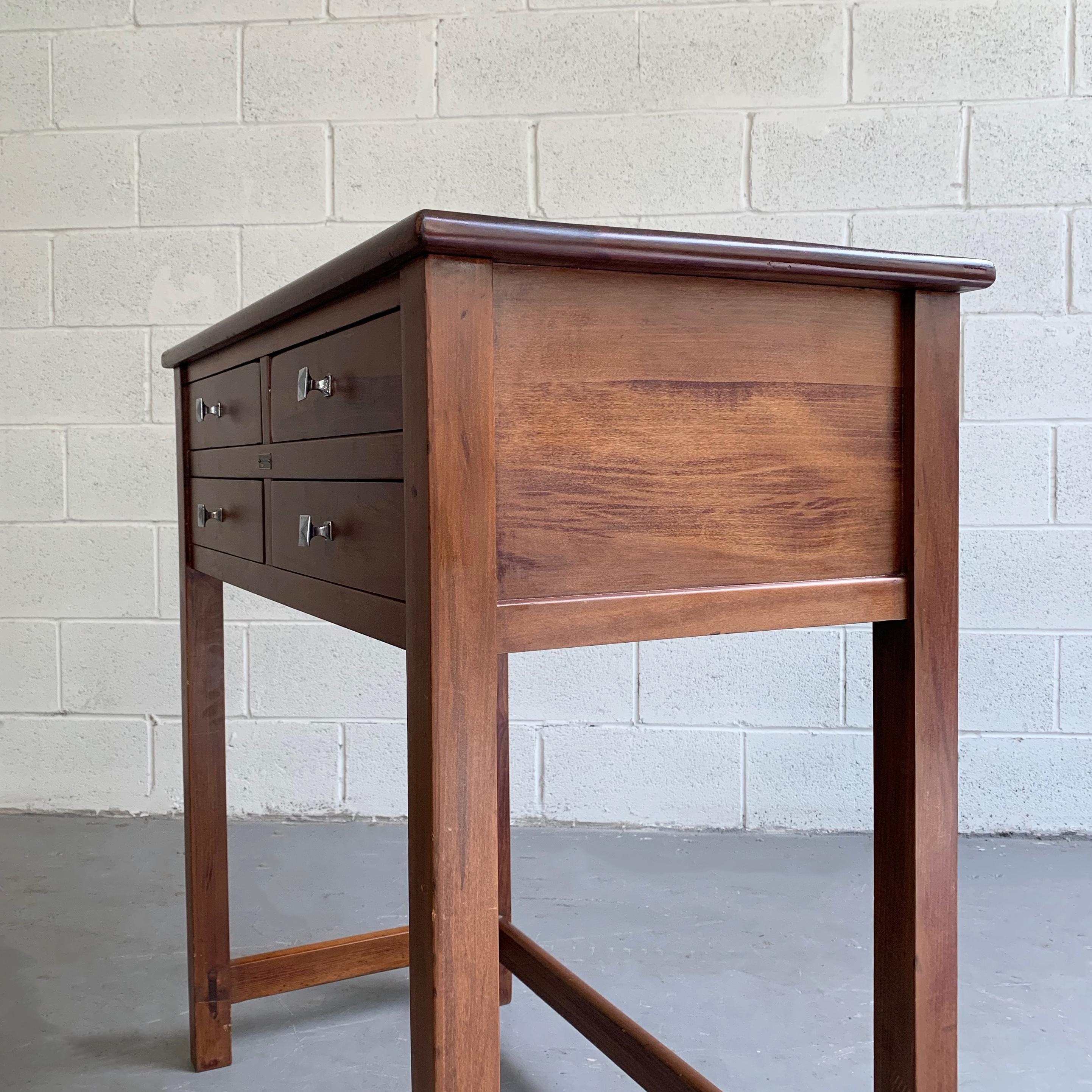 20th Century Industrial Mahogany Examination Console Table by Bausch & Lomb