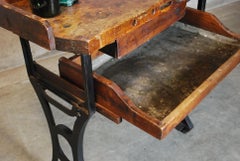Industrial Maple and Cast Iron Jeweler's Work Bench, 1930s