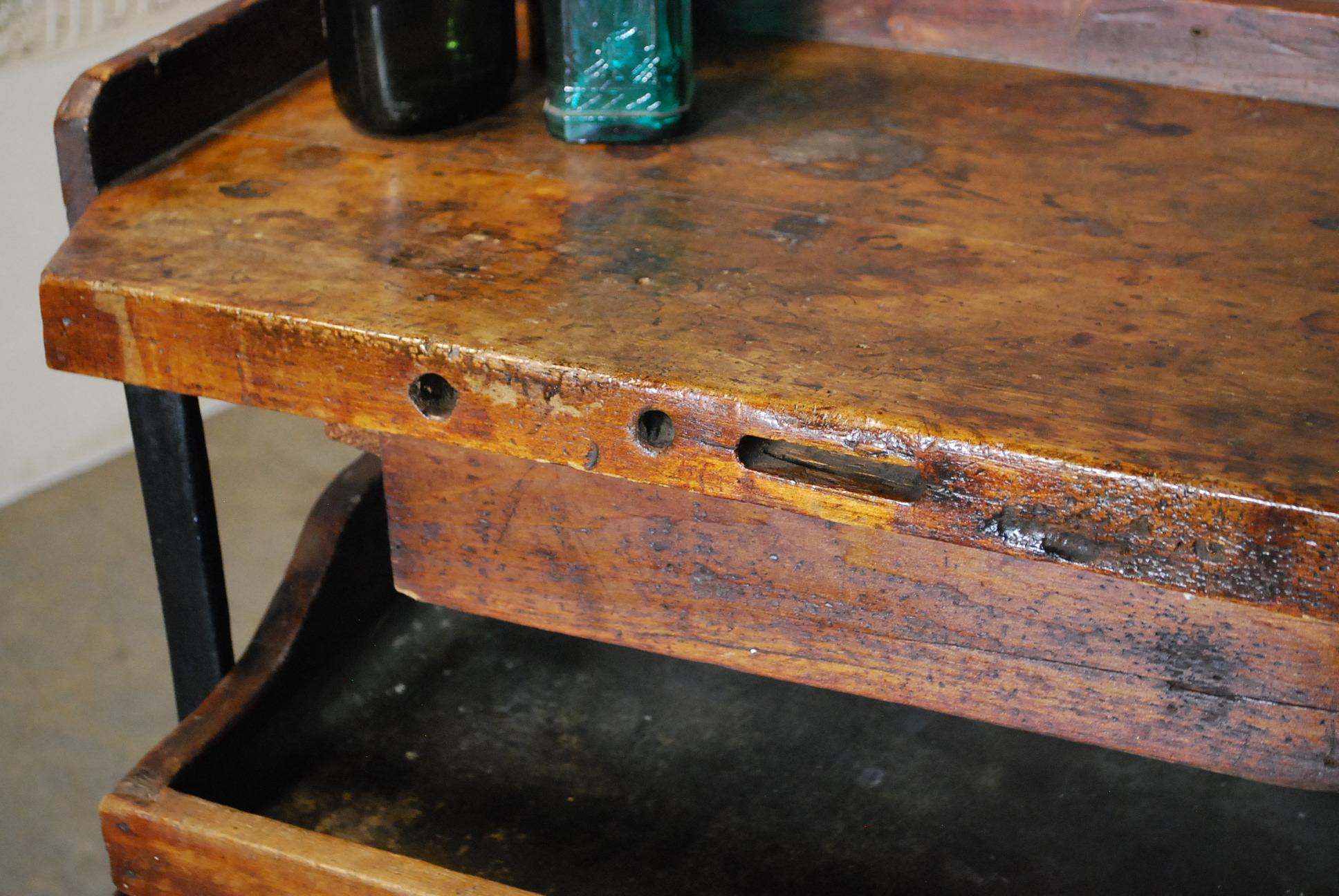 Industrial Maple and Cast Iron Jeweler's Work Bench, 1930s In Good Condition In Surrey, BC