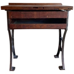 Industrial Maple and Cast Iron Jeweler's Work Bench, 1930s