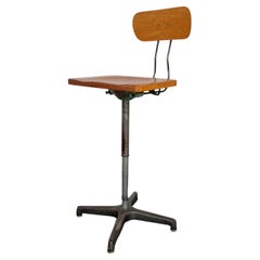 Industrial Maple And Steel Adjustable Factory Chair Stool By Adjustrite