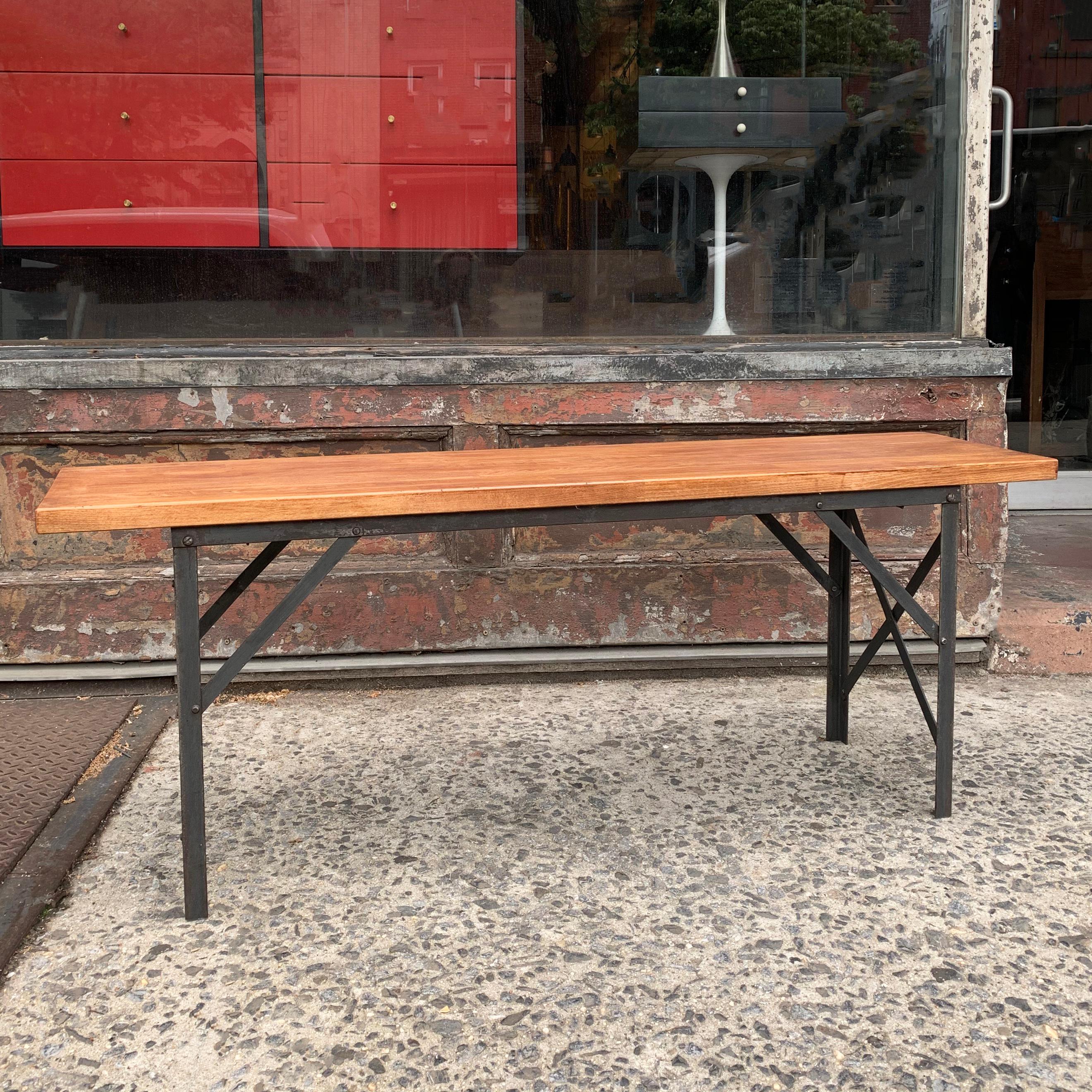 American Industrial Maple Angle Iron Bench