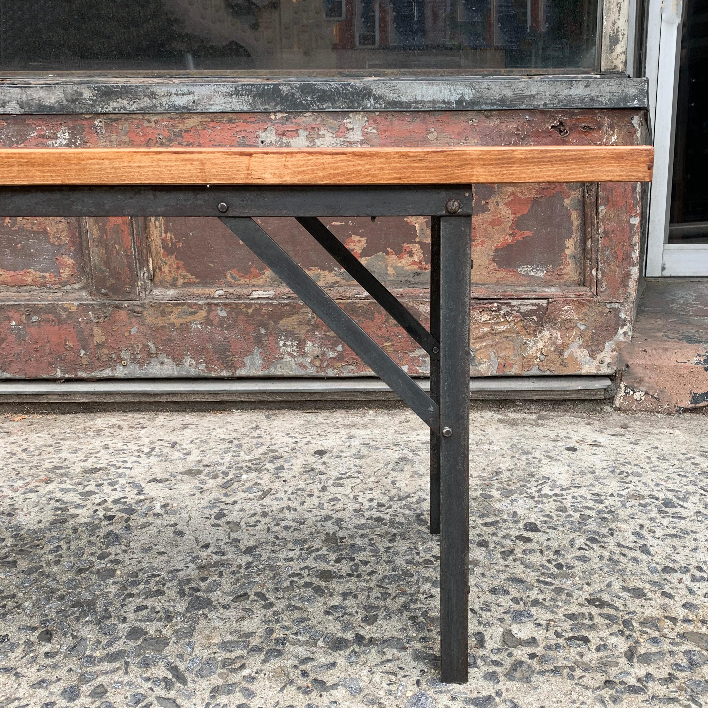 Steel Industrial Maple Angle Iron Bench