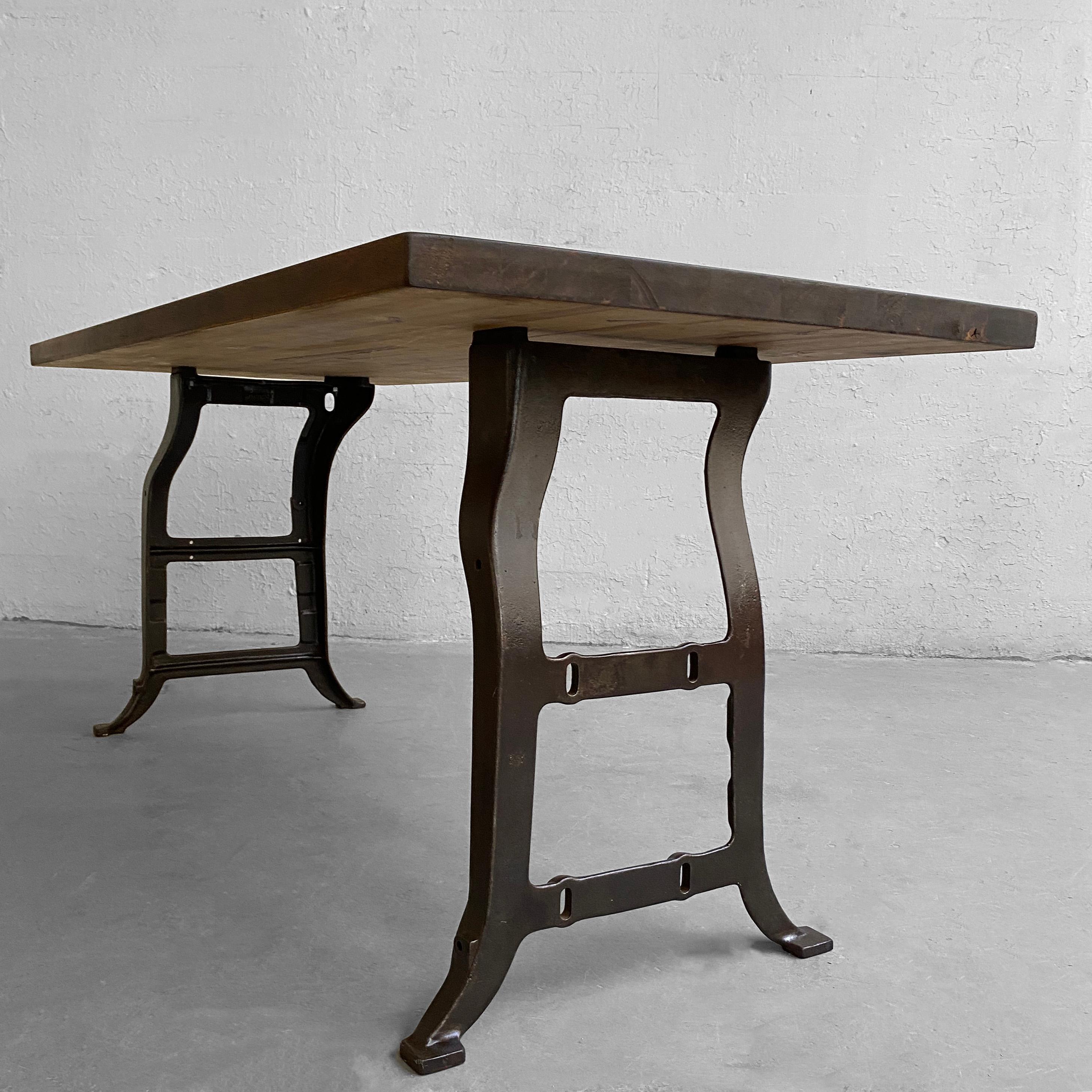 Industrial Maple Block Work Table Console 3
