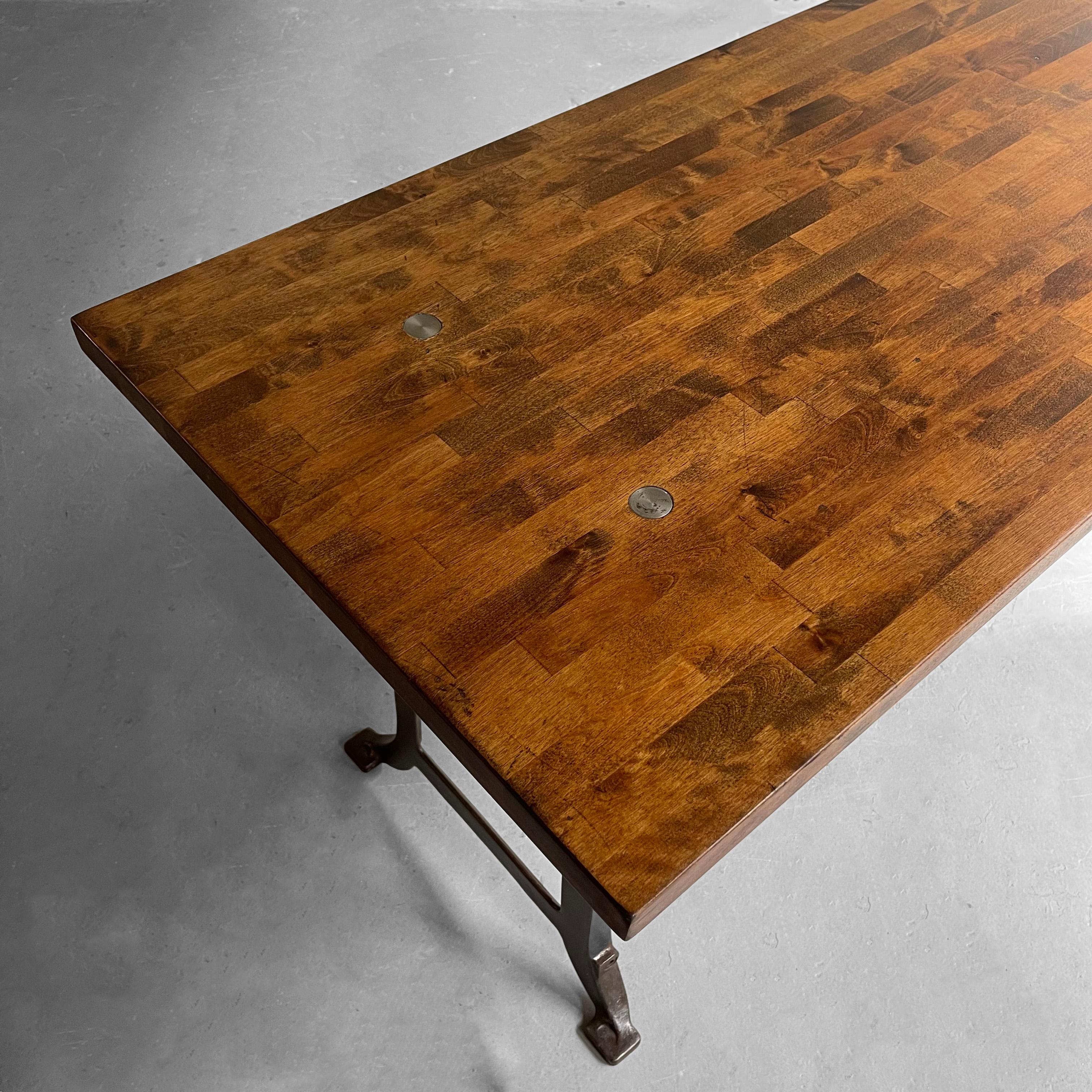 Industrial Maple Block Work Table Console 5