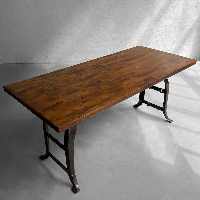 Industrial Maple Block Work Table Console In Good Condition In Brooklyn, NY