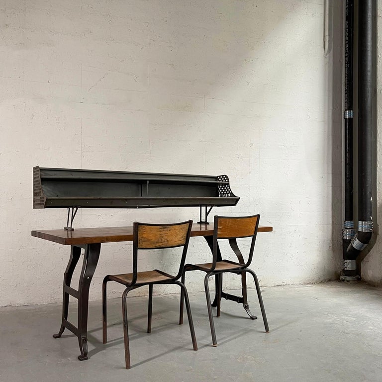 Iron Industrial Maple Block Work Table Console