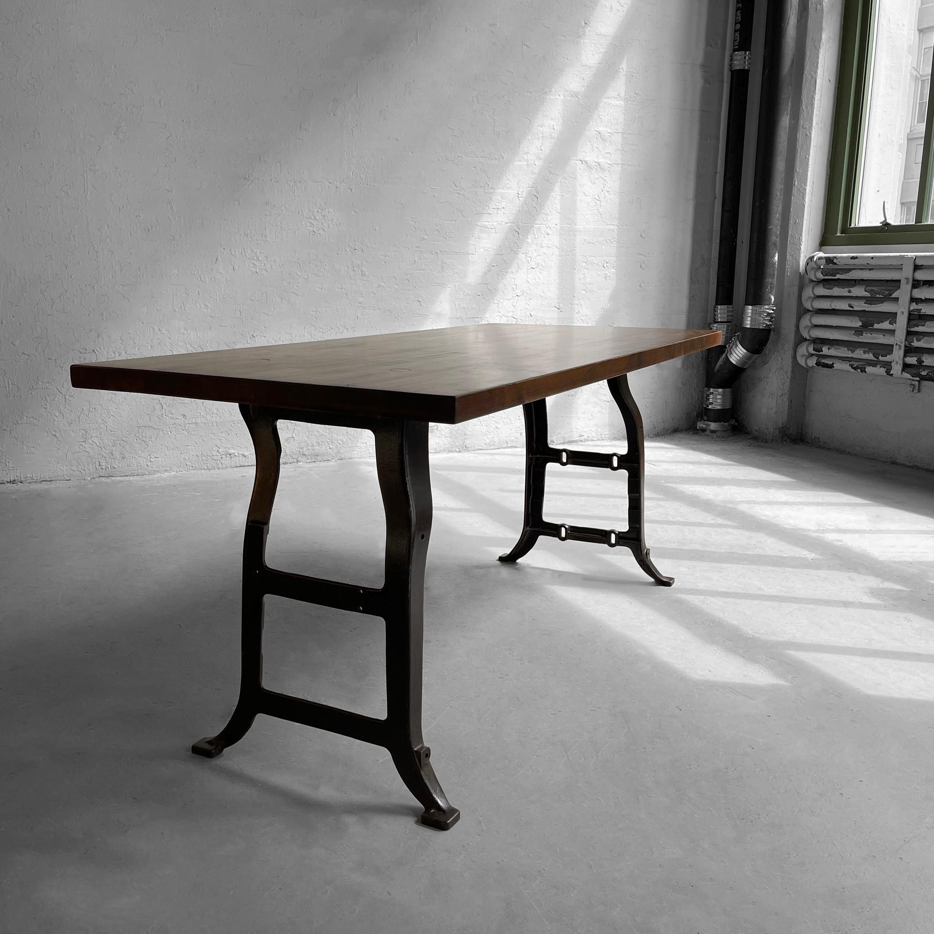 Industrial Maple Block Work Table Console 1