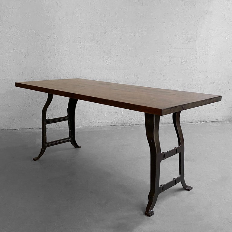 Industrial Maple Block Work Table Console 2