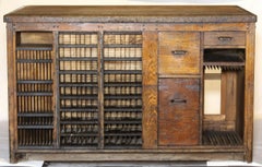 Industrial Marble-Top Counter Island / Printers Cabinet