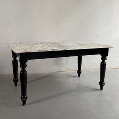 Industrial Marble Top Turned Maple Library Table