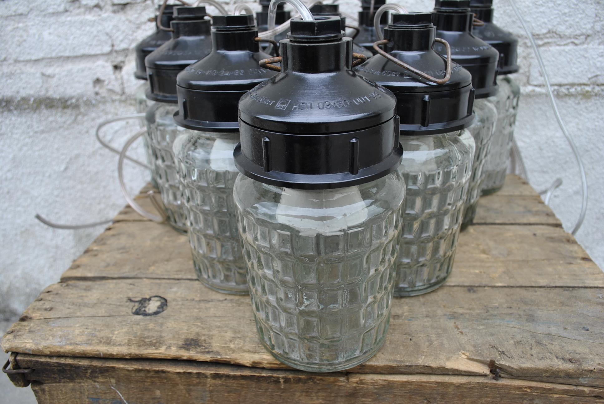 Latvian Industrial 'mason jar' Lights, 1970s For Sale