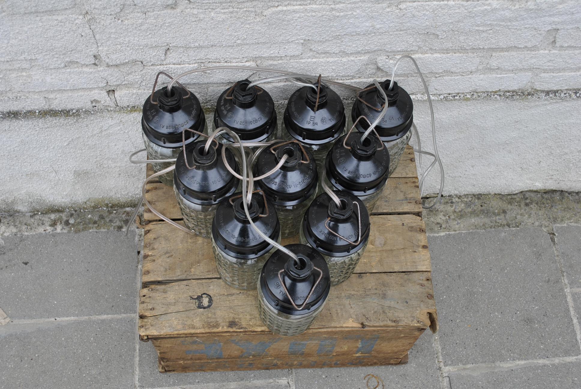 Industrial 'mason jar' Lights, 1970s In Good Condition For Sale In HEVERLEE, BE